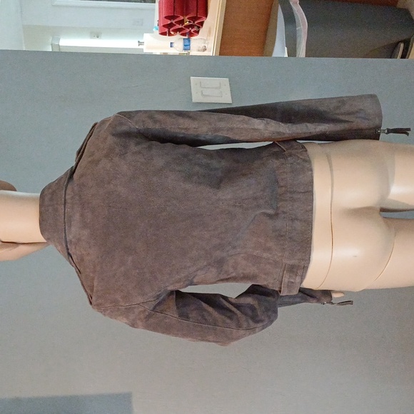 Asos Cloud grey suede biker jacket 0 XS - Picture 6 of 16